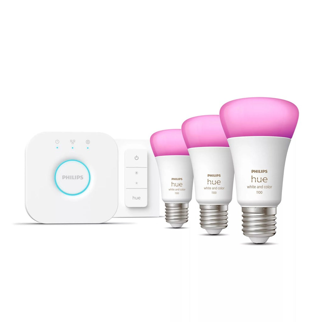 Philips Hue White & Color Ambiance E27 3-Pack Starter Set with Dimmer Switch 3x800lm 3er