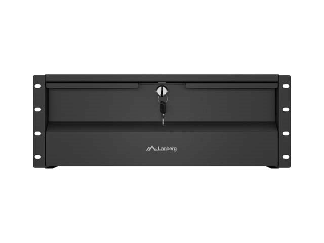 Lanberg 19  Rack Cabinet Drawer 4U 360 mm Black (4U/483 × 360 mm  Load Capacity up to 90 kg  4-Point Mounting)