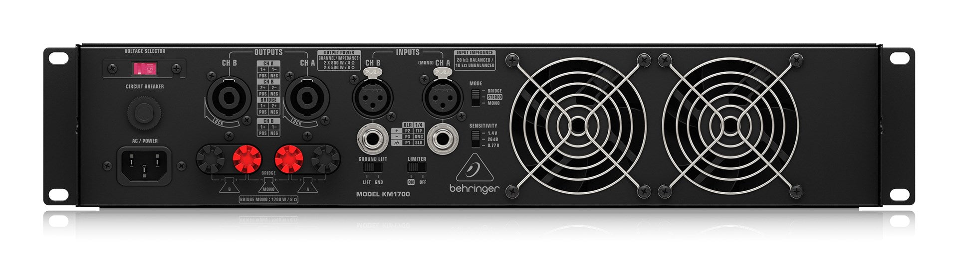 Behringer KM1700 Power Amplifier - 2x800W 4 Ohms - Black