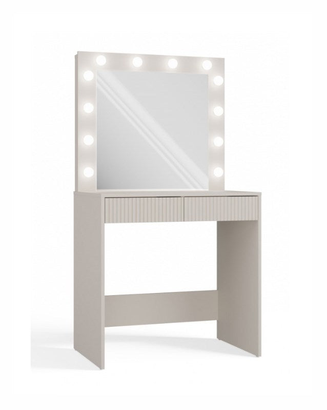 MARINA 2S SLIM Dressing Table Set, Colour: Cashmere, Elegant with Mirror and LED Lighting