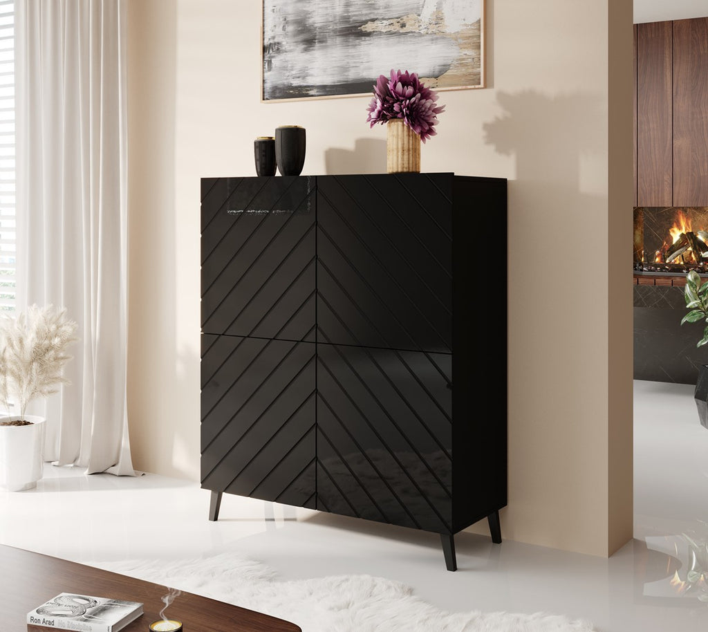 ABETO Shelving Unit 100.5 x 40 x 121.5 cm Black/Gloss Black