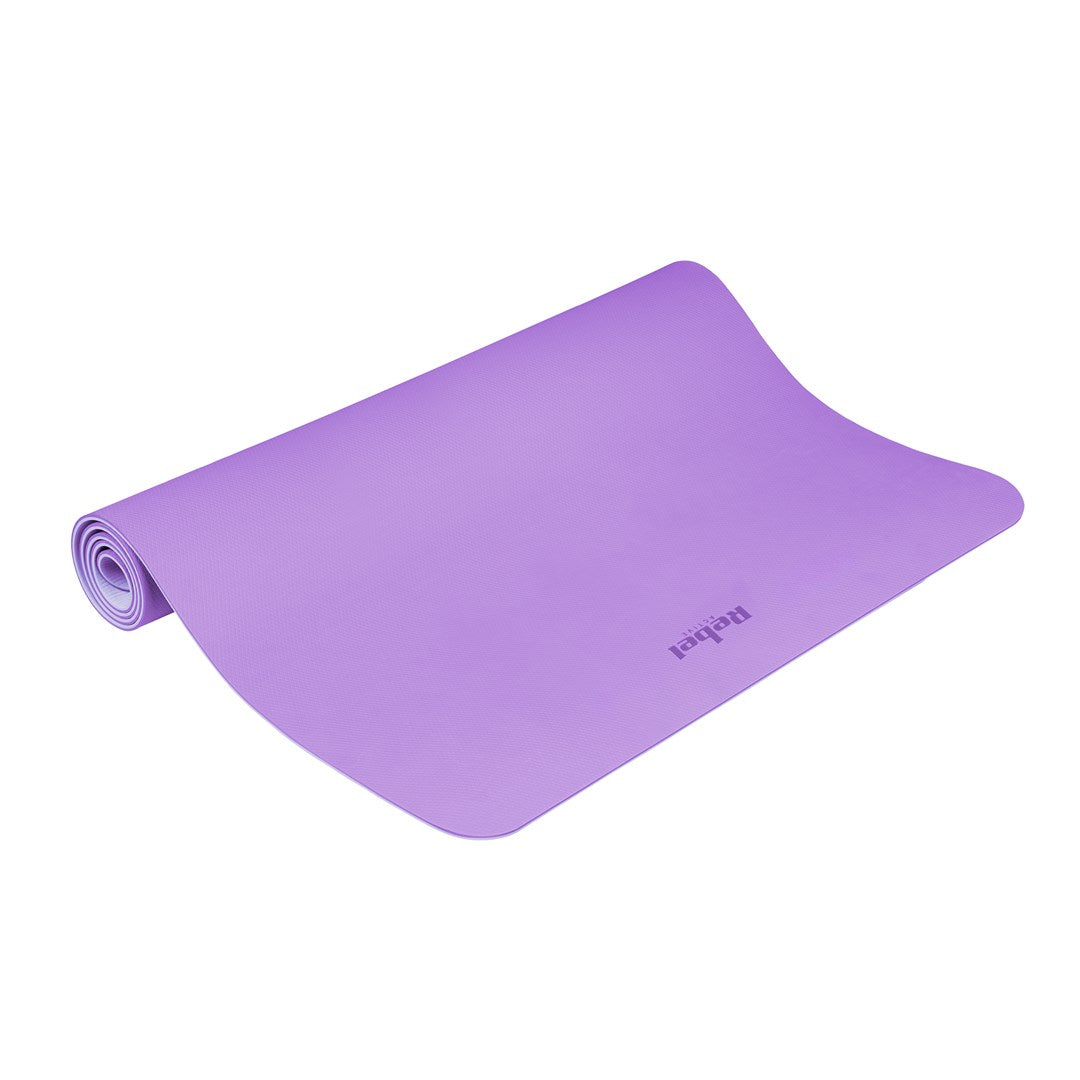Mata gimnastyczna do ćwiczeń joga  pilates  fitness  200x115cm  grubość 1cm  materiał TPE  fioletowa  REBEL ACTIVE