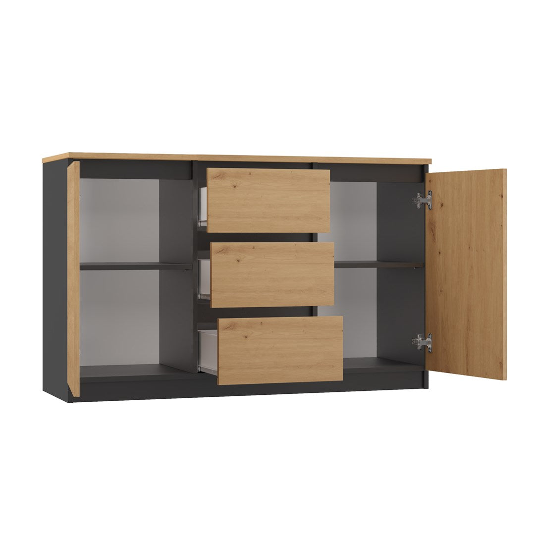 Topeshop Chest of Drawers 2D3S Anthracite Artisan Oak