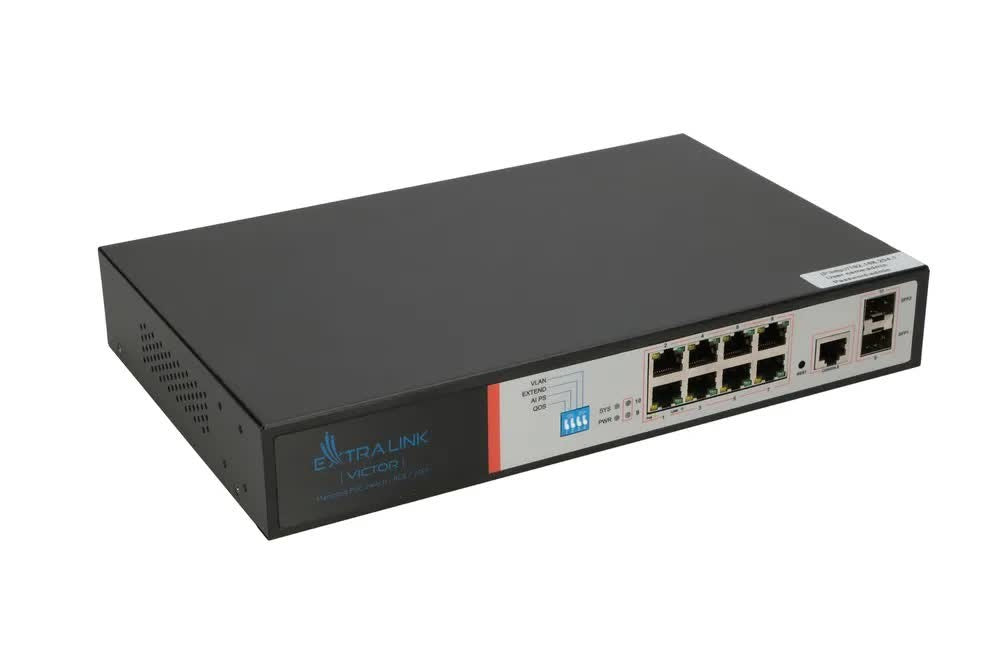 Extralink VICTOR PoE Switch 8x Gigabit PoE/PoE+ 2x SFP 1x Console Port 150W Managed
