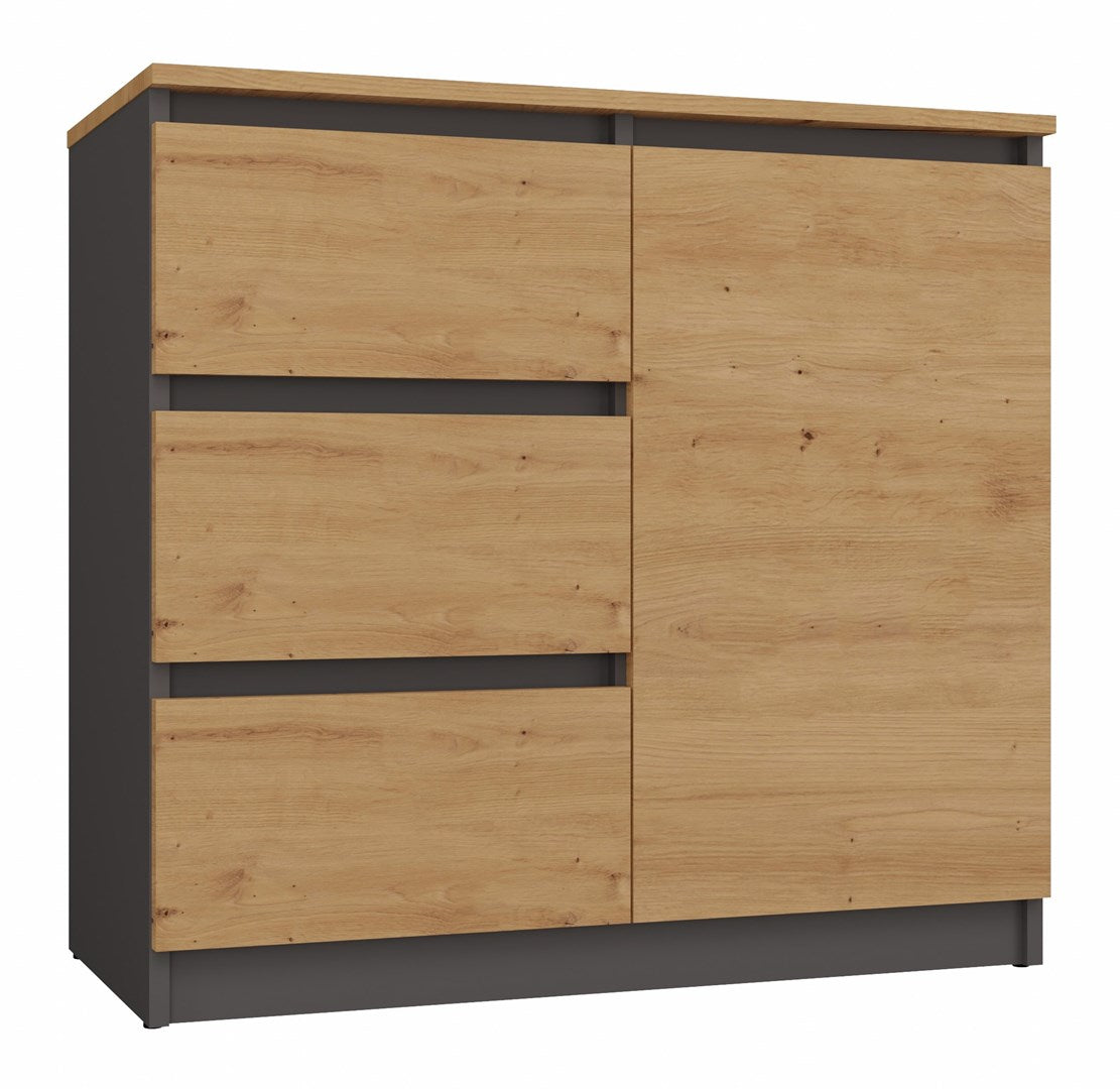 Topeshop Chest of Drawers 1 Door 3 Drawers Anthracite/Artisan 1D3S