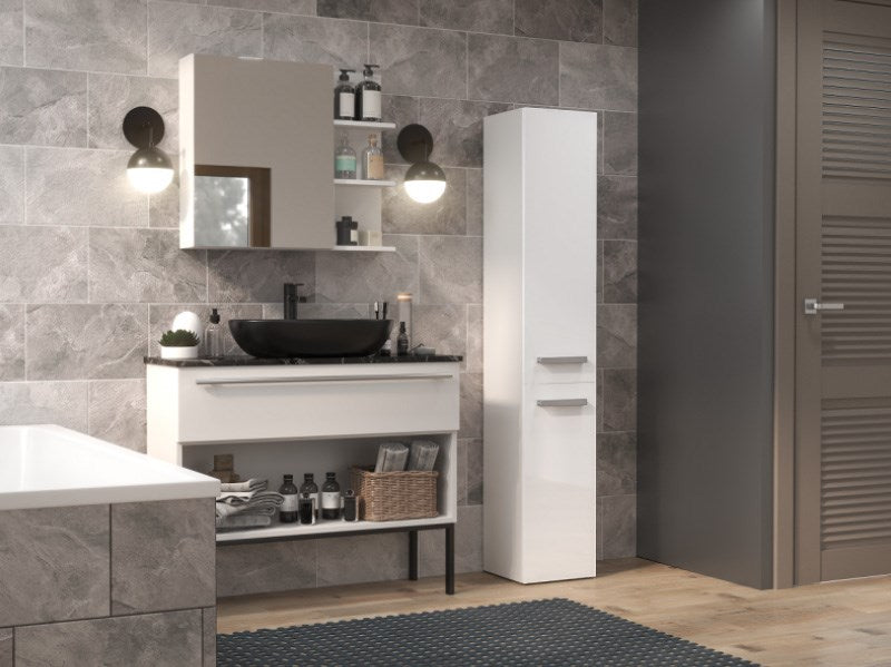 NEL III Bathroom Cabinet Gloss White 31x30x174 cm