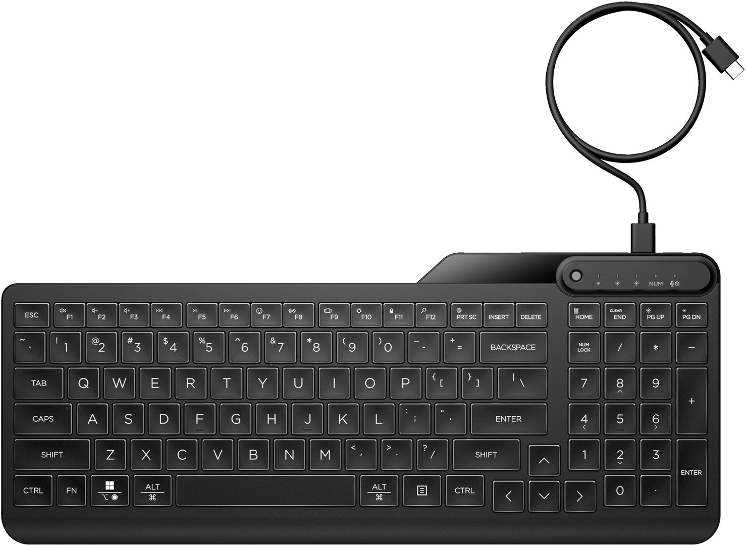 HP 405 - Tastatur - Multi-Device - 65% - compact - hinterleuchtet - USB - QWERTY - International Englisch - black (7N7C1AA#ABB)