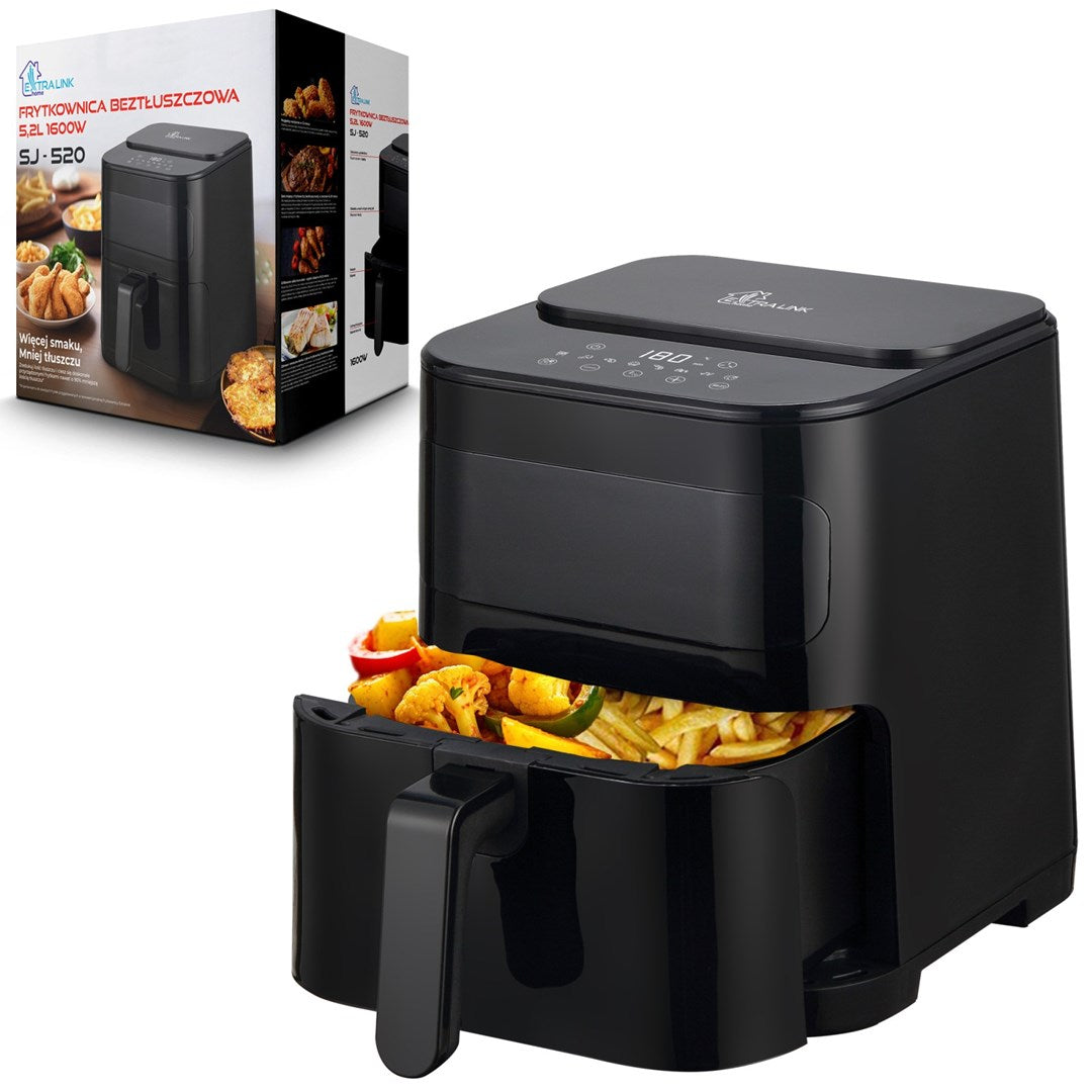 Extralink Hot Air Fryer 5.2 L 1600W 290 mm x 375 mm x 341 mm Model EX.34512