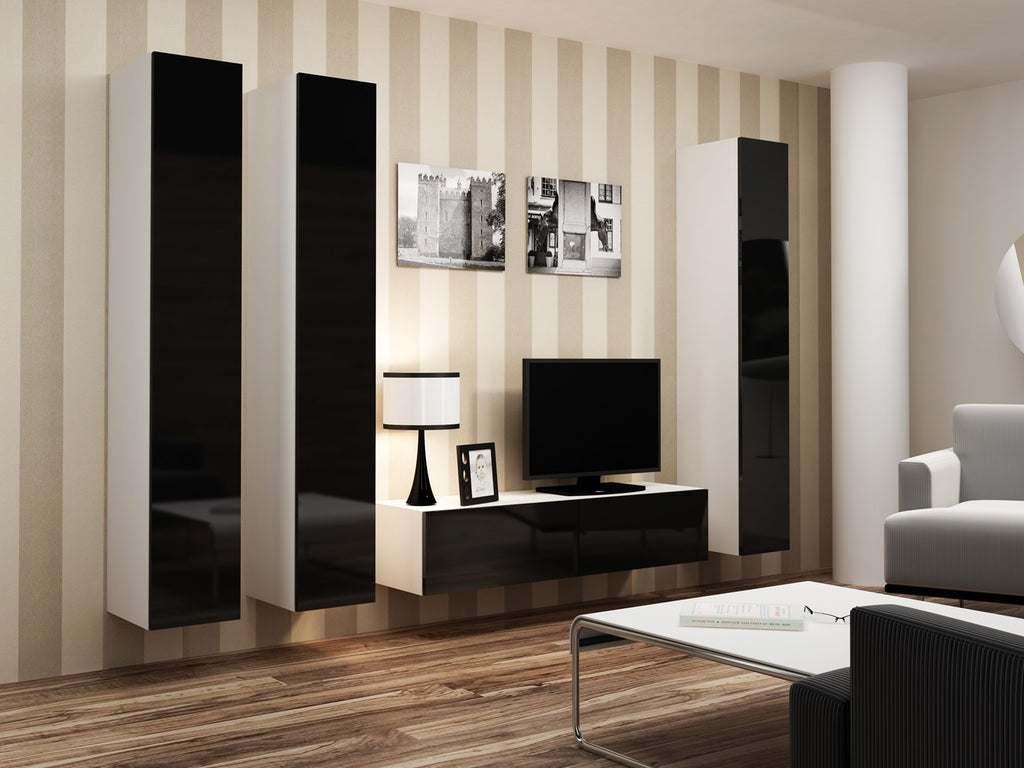 VIGO TV Stand 140 cm White/Black Gloss RTV VIGO140