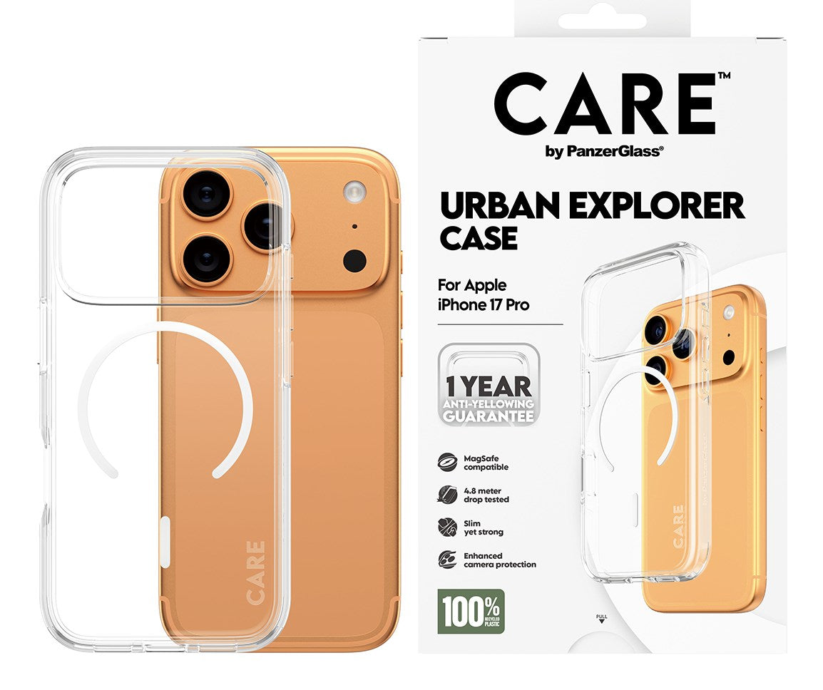 PanzerGlass CARE™ by ® Urban Explorer Case Transparent w. White MagSafe iPhone 17 Pro