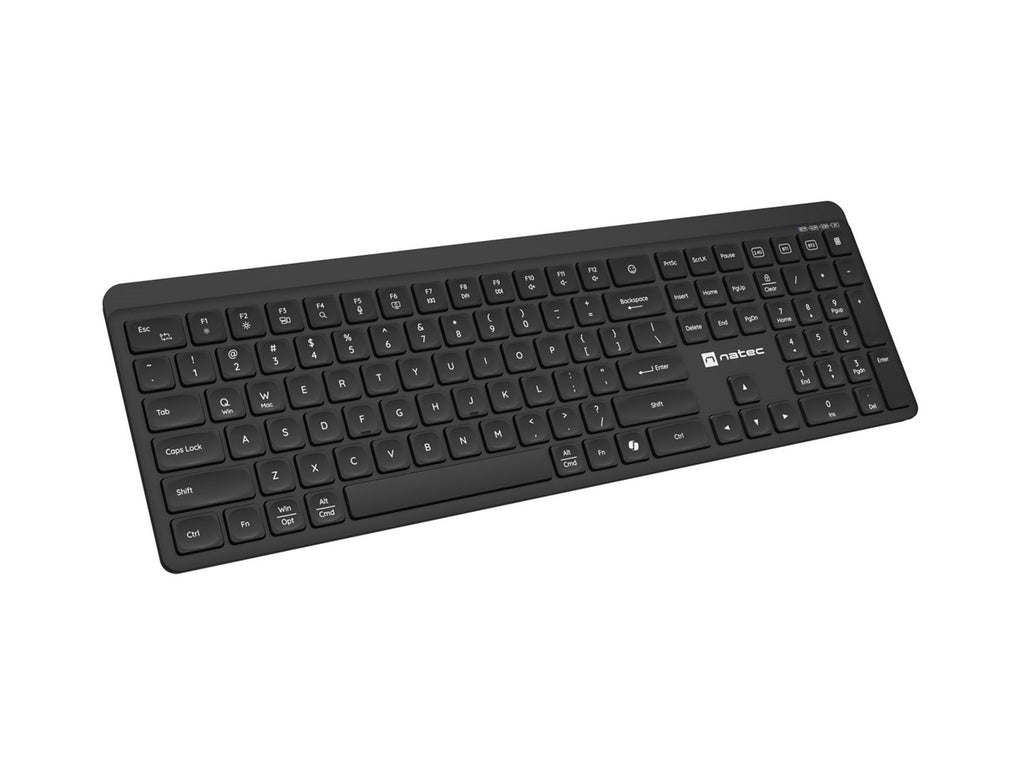 Natec Tang US wireless keyboard BT + 2.4 GHz quiet slim black