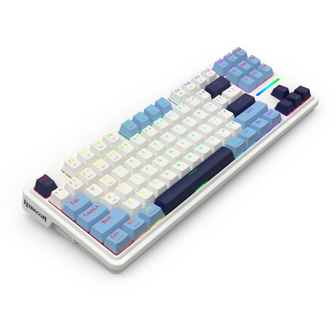 REDRAGON K728WBB-RGB-PRO Antonium Pro keyboard USB + RF Wireless + Bluetooth White  Blue