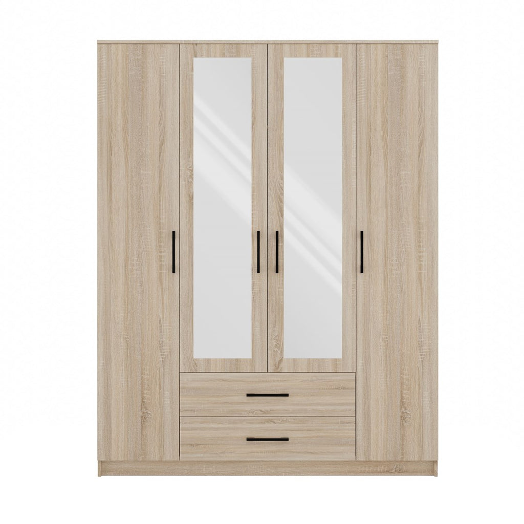 Topeshop ROMANA 160 SON Wardrobe 4 Doors 11 Shelves Oak with Mirror