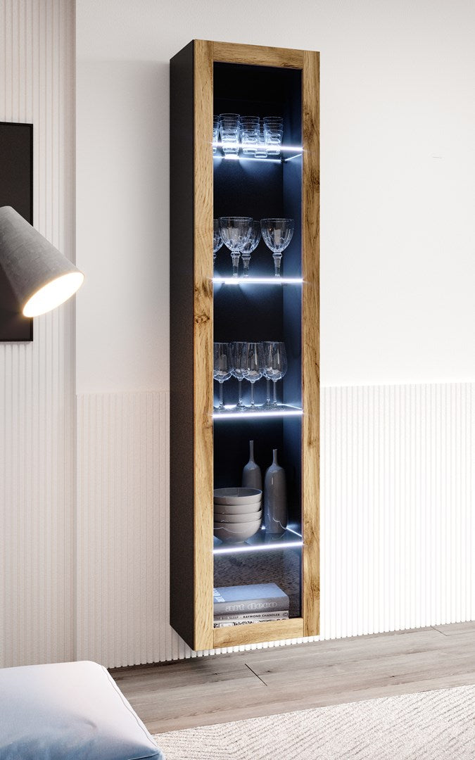 Cama Glass-case VIGO '180' 180/40/30 Black/Wotan Oak