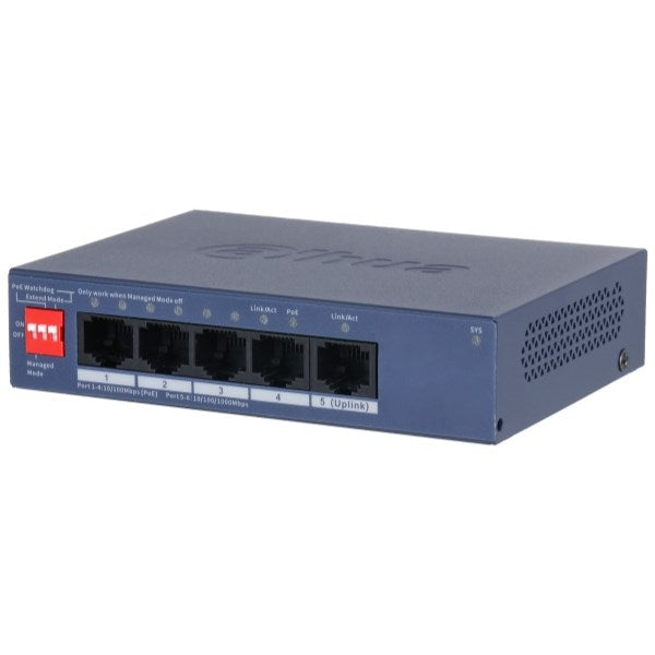 DAHUA Switch CS4005-4ET1GT-36 5-Port Managed L2 Gigabit Ethernet Power over Ethernet Blue