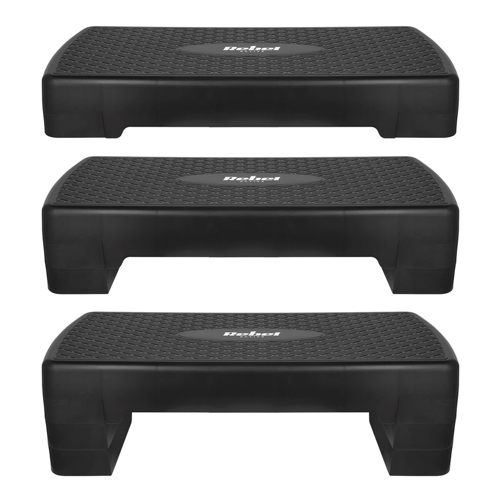 REBEL ACTIVE Fitness Step 3 Levels Black