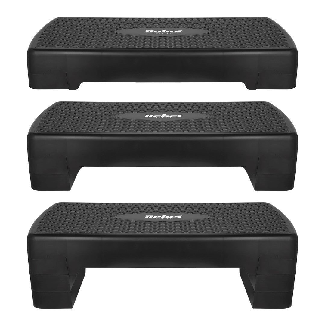 REBEL ACTIVE Fitness Step 3 Levels Black