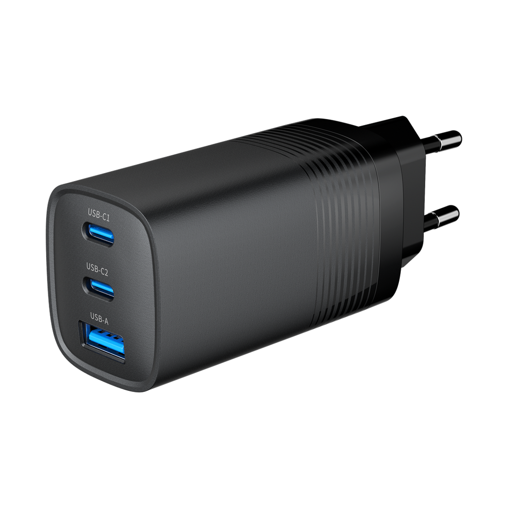 Gembird TA-UC-PDQC65-01-BK 3-Port 67W USB Fast Charger Black AC Indoor