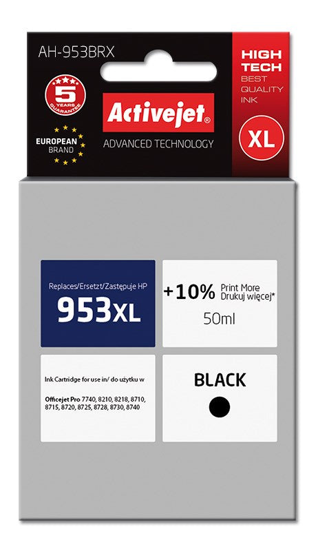 Activejet Ink Cartridge 50 ml Black Compatible with HP 953XL AH-953BRX