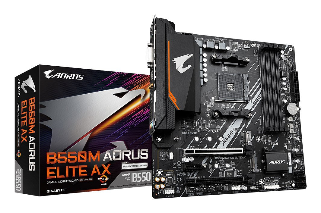 GIGABYTE AORUS B550M ELITE AX - Motherboard - micro ATX - Socket AM4 - AMD B550 Chipset - USB 3.2 Gen 1 - Gigabit