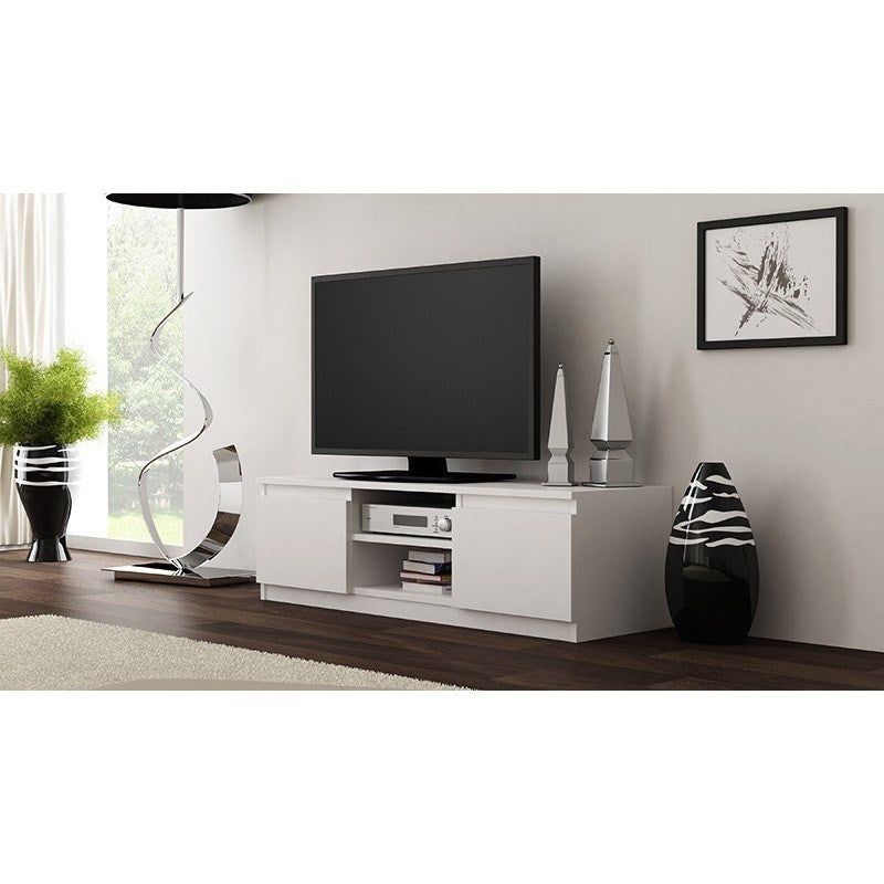 Topeshop RTV120 White TV Stand with 2 Shelves - 120 cm