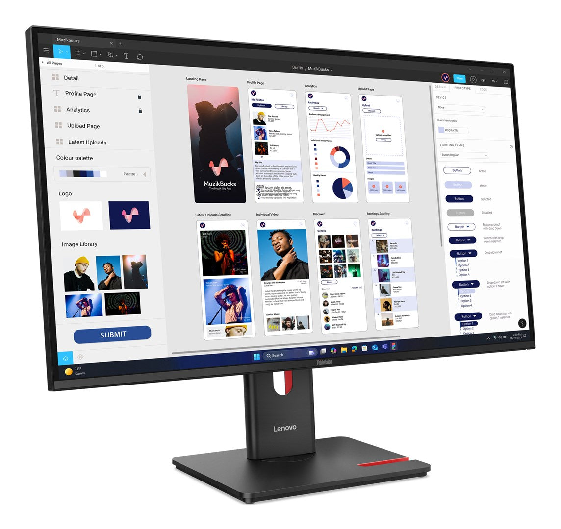 Lenovo 64B0GAT1EU Monitor 31.5" 4K Ultra HD IPS 350cd/m² 100Hz