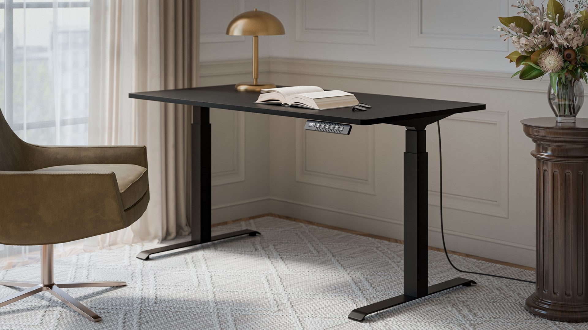 MOON LONG Electric Height Adjustable Desk 150x80 cm Black 72-120 cm 150x80x72-120