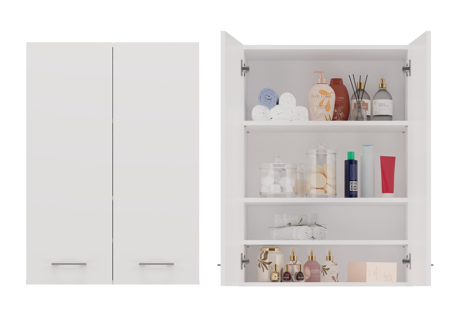Topeshop POLA MINI DD Bathroom Storage Cabinet Matt White - Over Washing Machine