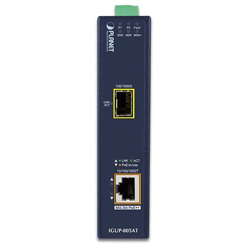 PLANET IGUP-805AT Media Converter GigE 10Base-T, 100Base-TX, 1000Base-T, 1000Base-X SFP (mini-GBIC)/ RJ-45 100Base-X