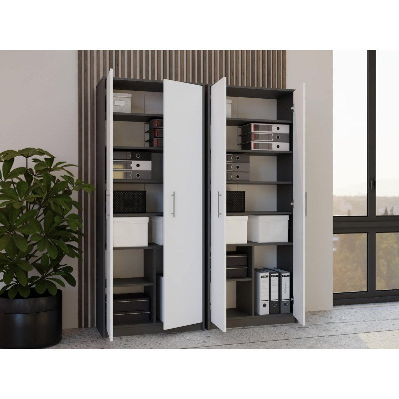 OLIV 2D Closed Shelving Unit Anthracite/White Set