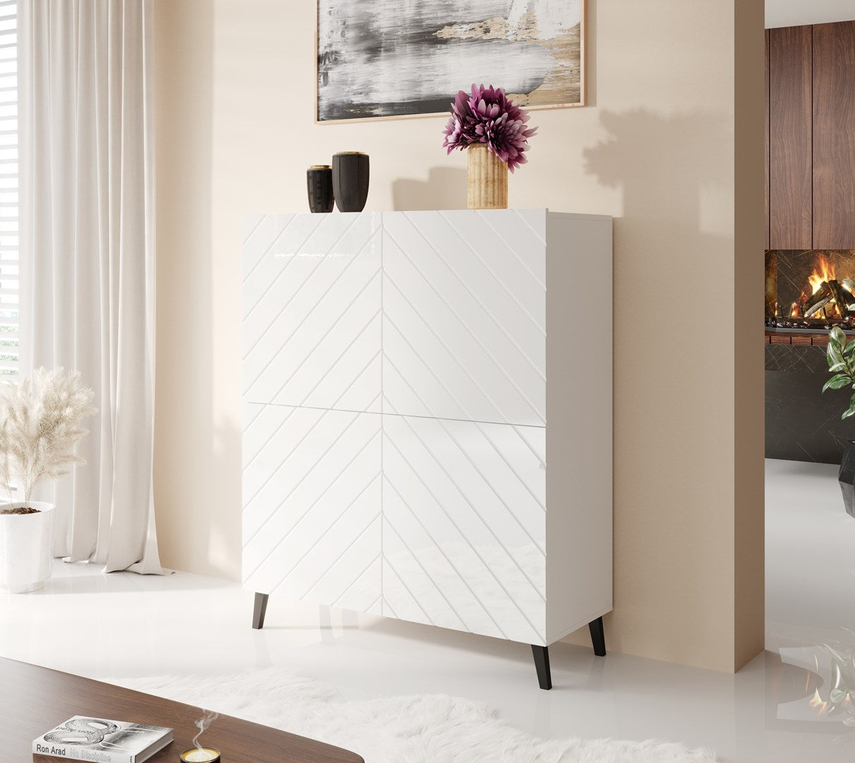 Shelving ABETO 100.5 x 40 x 121.5 cm White/Gloss White