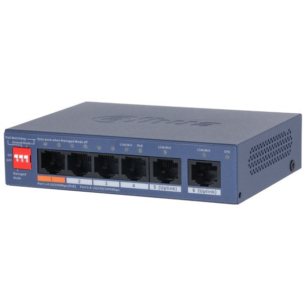 Dahua Technology CS4006-4ET2GT-60 Managed L2 Network Switch Gigabit Ethernet (10/100/1000) PoE Blue