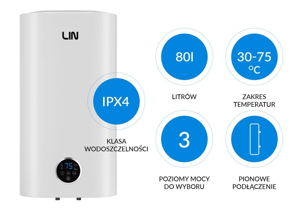 LIN Electric Water Heater 80 L Smart Wi-Fi White LIFVD1SMWH