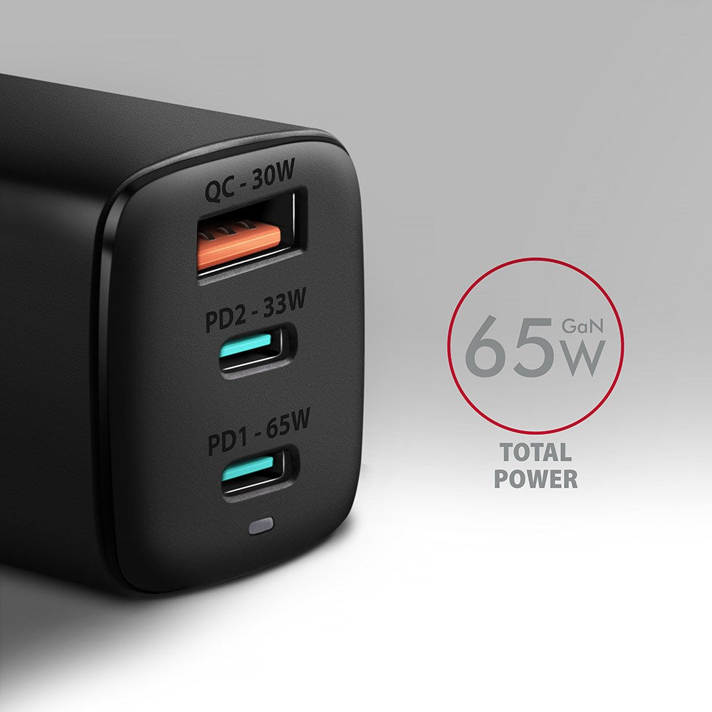 AXAGON ACU-DPQ65 Charger  2x USB-C  1x USB-A  PD3.0/QC4+/PPS  65W - black