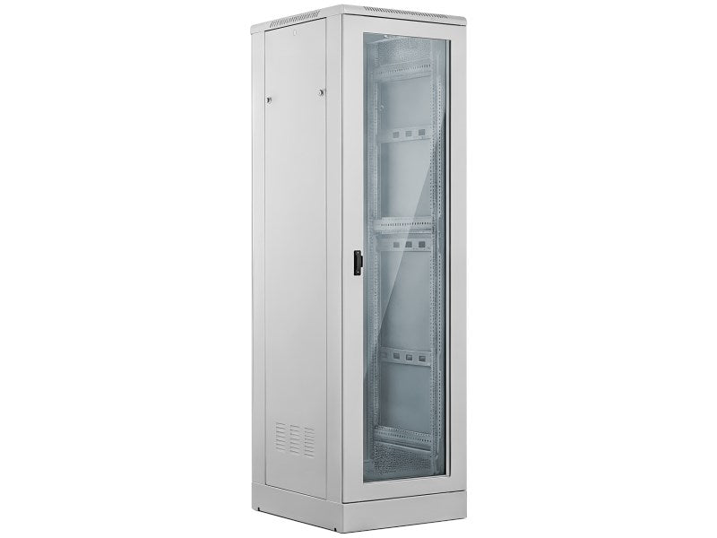 ALANTEC 42U Rack Cabinet 800x800, Glass Front Door, Metal Back Door, Gray, Model 28616