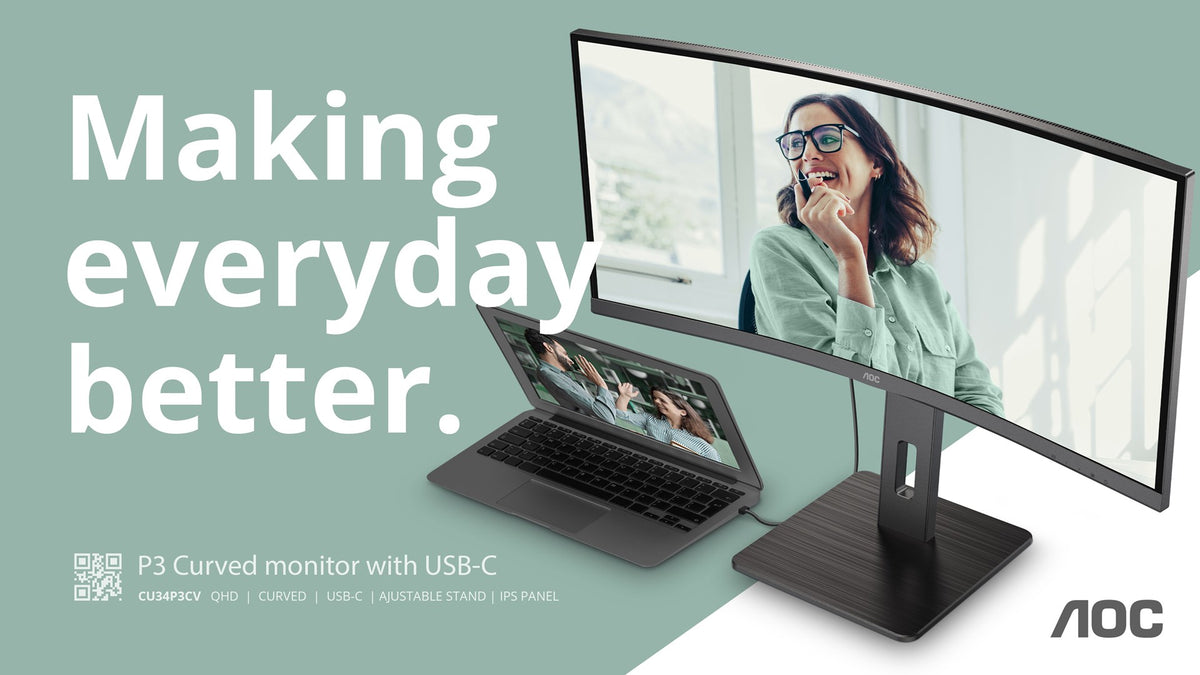 AOC CU34P3CV 34" UltraWide QHD Monitor 3440 x 1440 100Hz 4ms