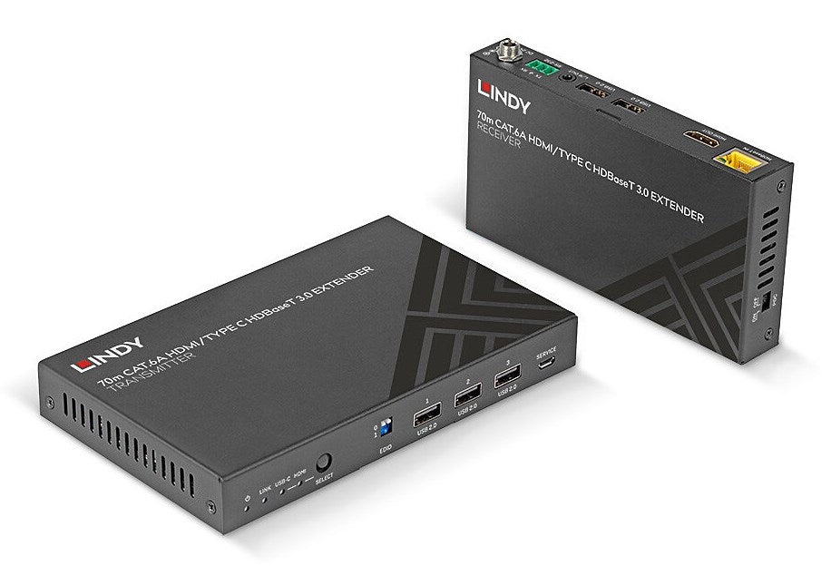 Lindy 70 m Cat.6A TypeC & HDMI HDBaseT 3.0 KVM Extender - 38346