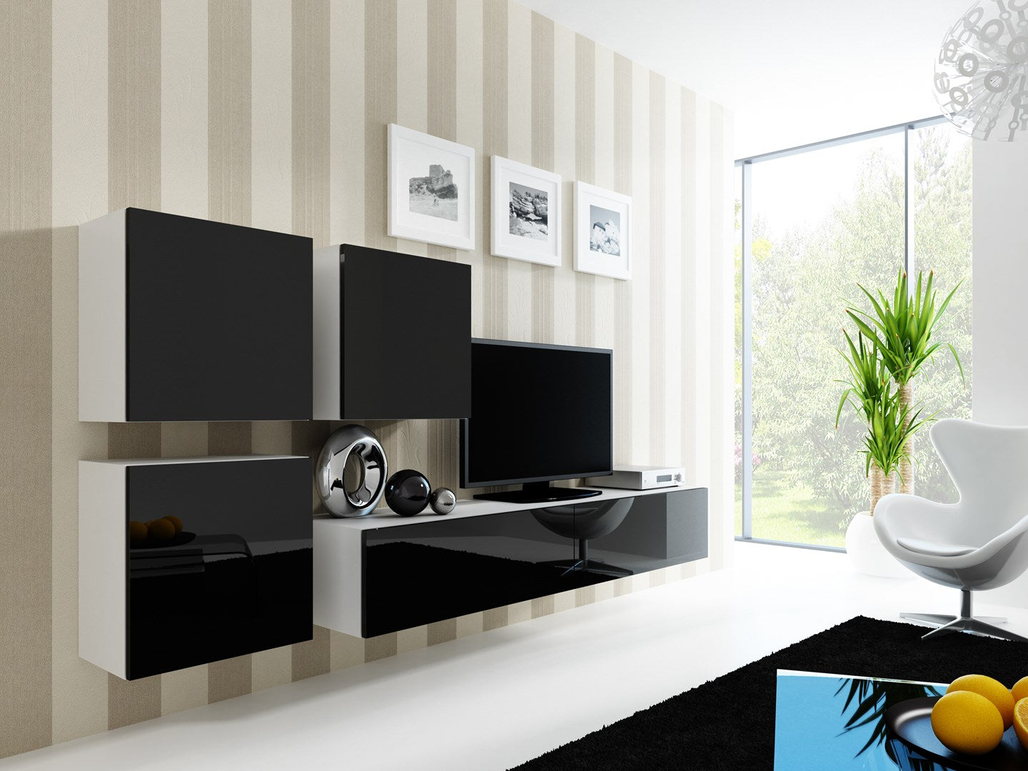 VIGO Square Cabinet 50/50/30 cm White/Black Gloss