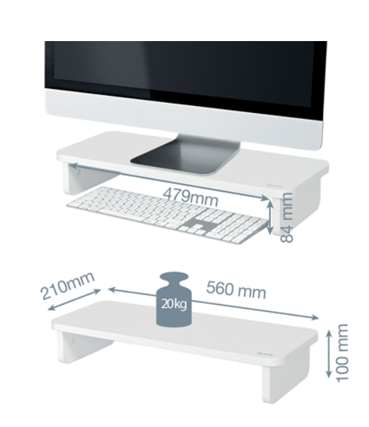 Leitz Flat Screen Desk Mount 61 cm (24") Freestanding White (64340001)