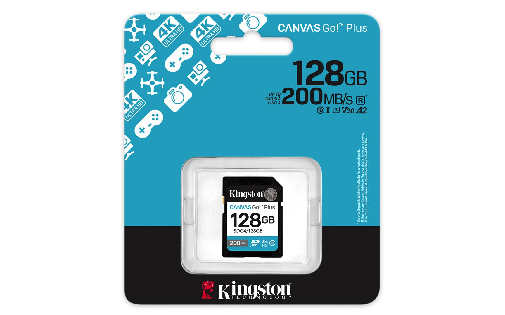 Kingston - Flash Memory Card - 128 GB - SDXC UHS-I - SDG4/128GB