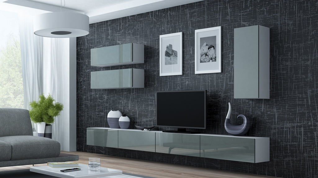 VIGO TV Stand 140 cm White/Grey Gloss RTV VIGO140