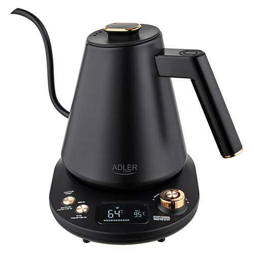 Adler Electric Kettle 1.0L Black/Gold Gooseneck