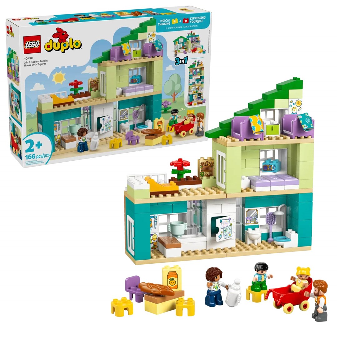LEGO DUPLO 3 in 1 Modern Family House with Figures 10470 Building Kit for Toddlers