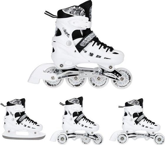 NH10905 4in1 WHITE LED SIZE M. M(35-38) INLINE SKATES WITH DIM. NILS EXTREME HOCKEY BLADE
