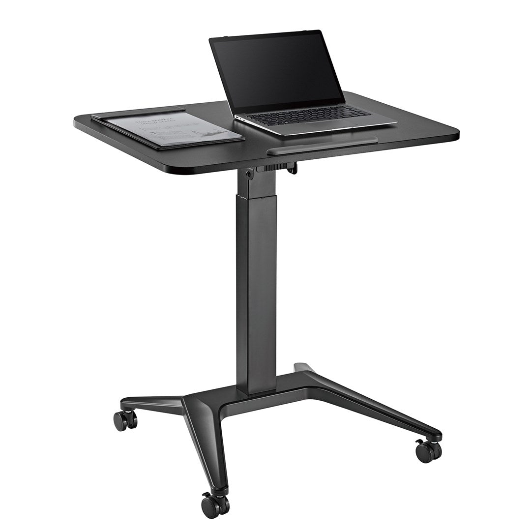 Maclean MC-453 B Mobile Laptop Desk with Pneumatic Height Adjustment 80 x 52 cm Max. 8 kg Height Adjustable Max. 109 cm (Black)