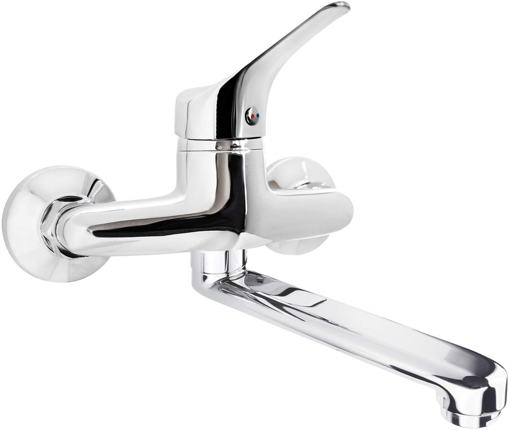 Wall-mounted washbasin mixer