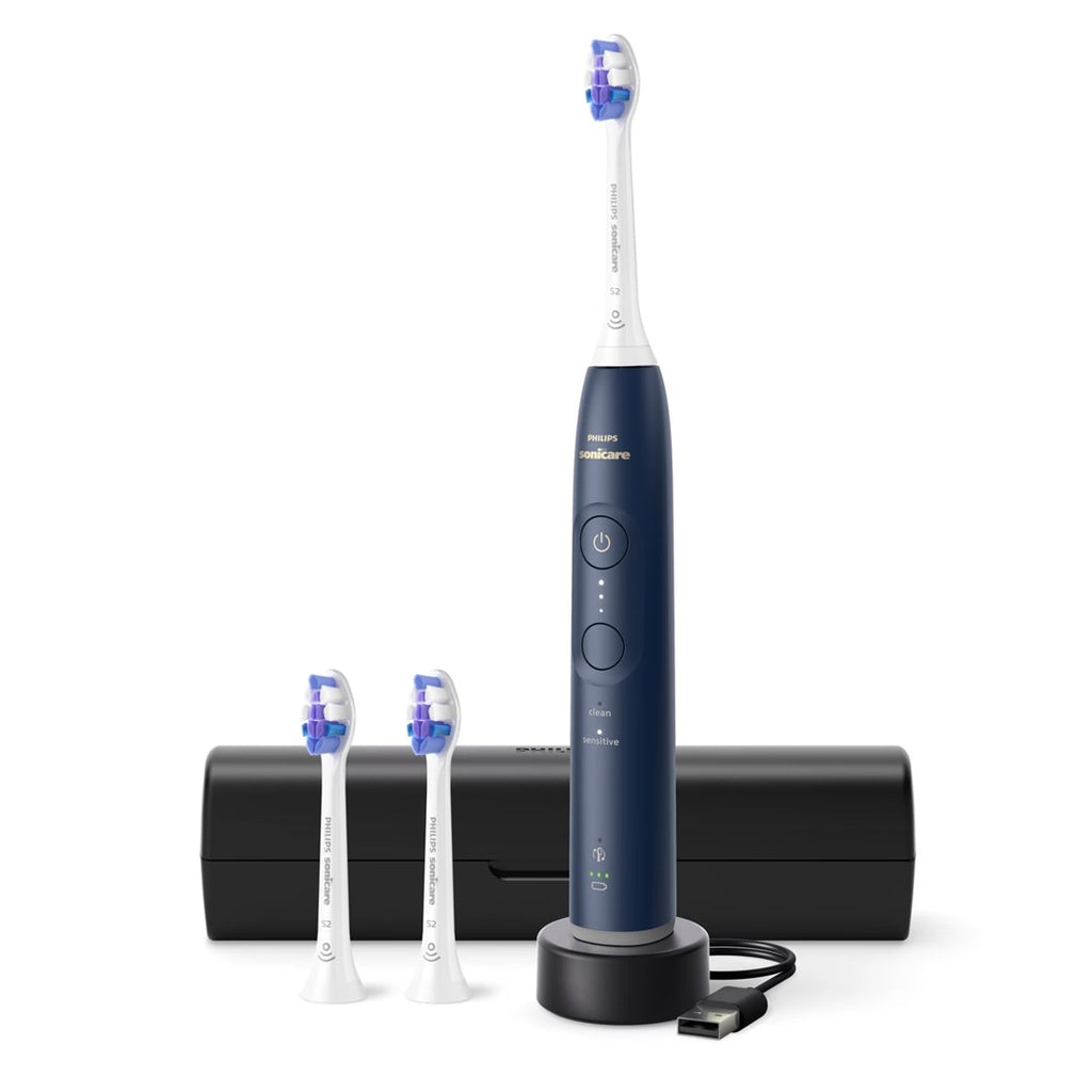 Philips Sonic Toothbrush HX7403/01 Rechargeable with 3 Sensitive Brush Heads, Travel Case