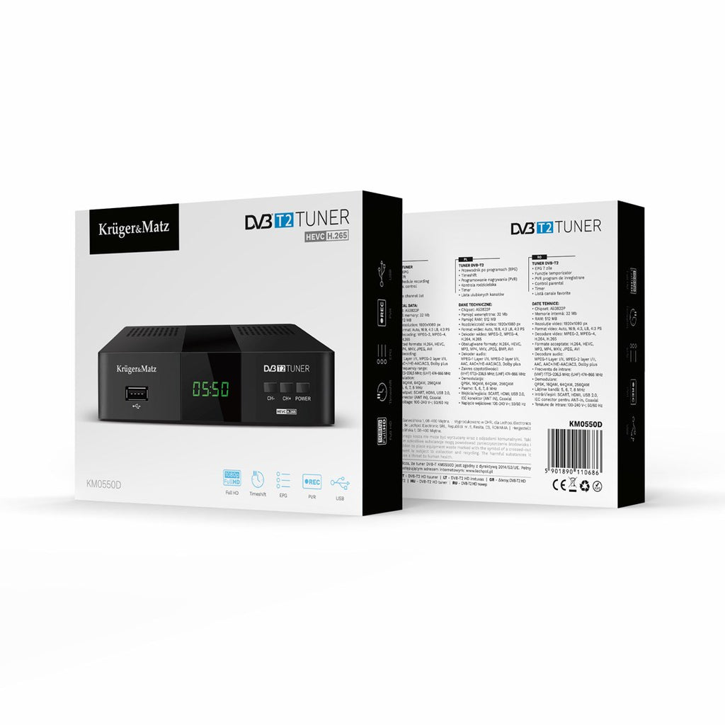 Kruger&Matz DVB-T2 H.265 HEVC Tuner KM0550D