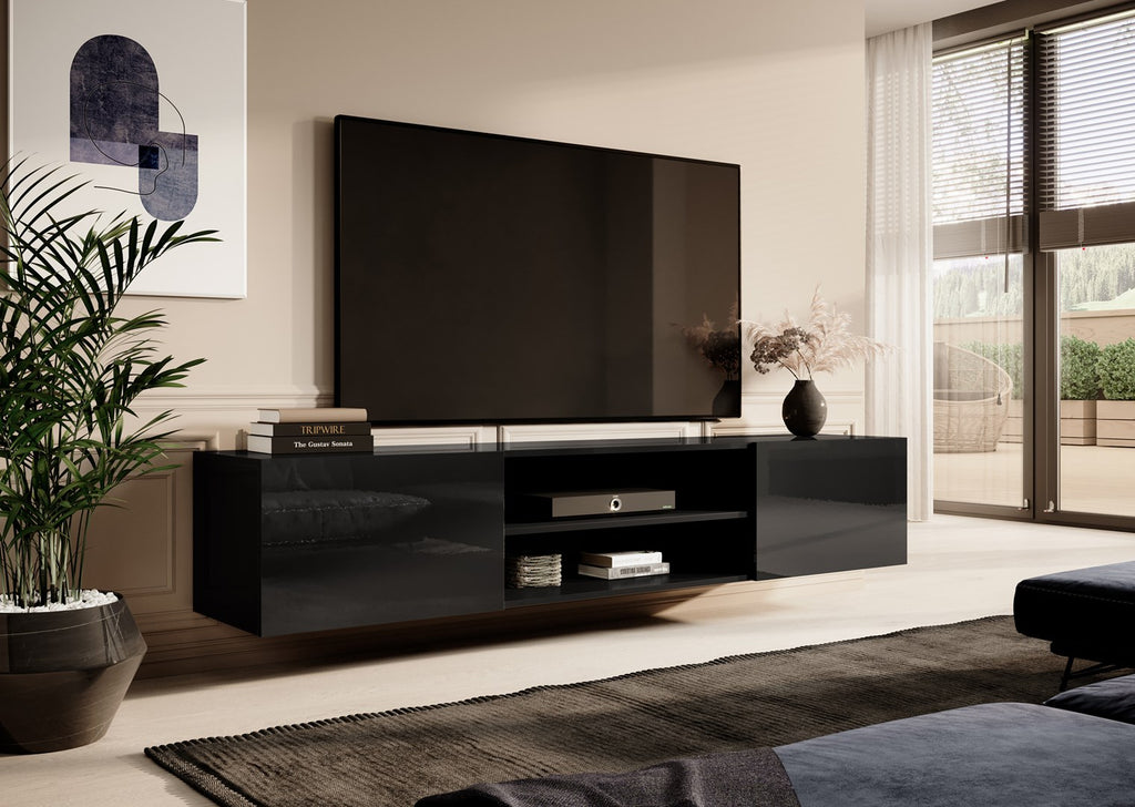 RTV Cabinet SLIDE 200K 200x40x37 cm Gloss Black