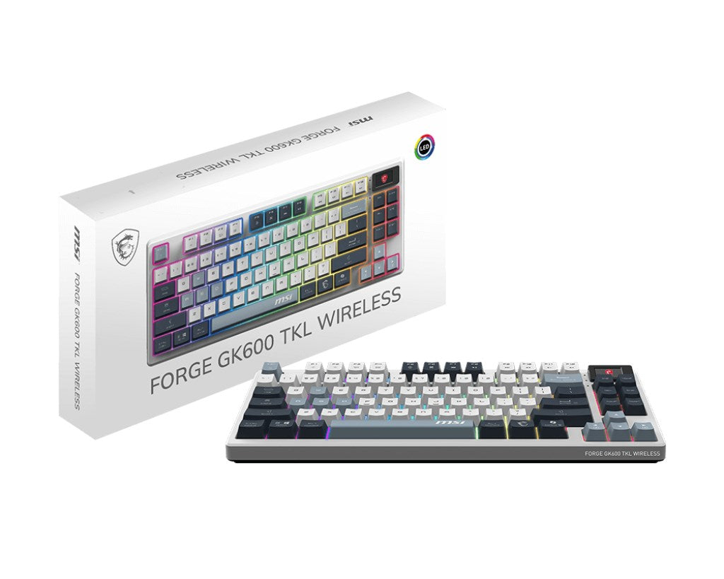 MSI FORGE GK600 TKL Wireless Gaming Keyboard USB + Bluetooth RGB Backlight
